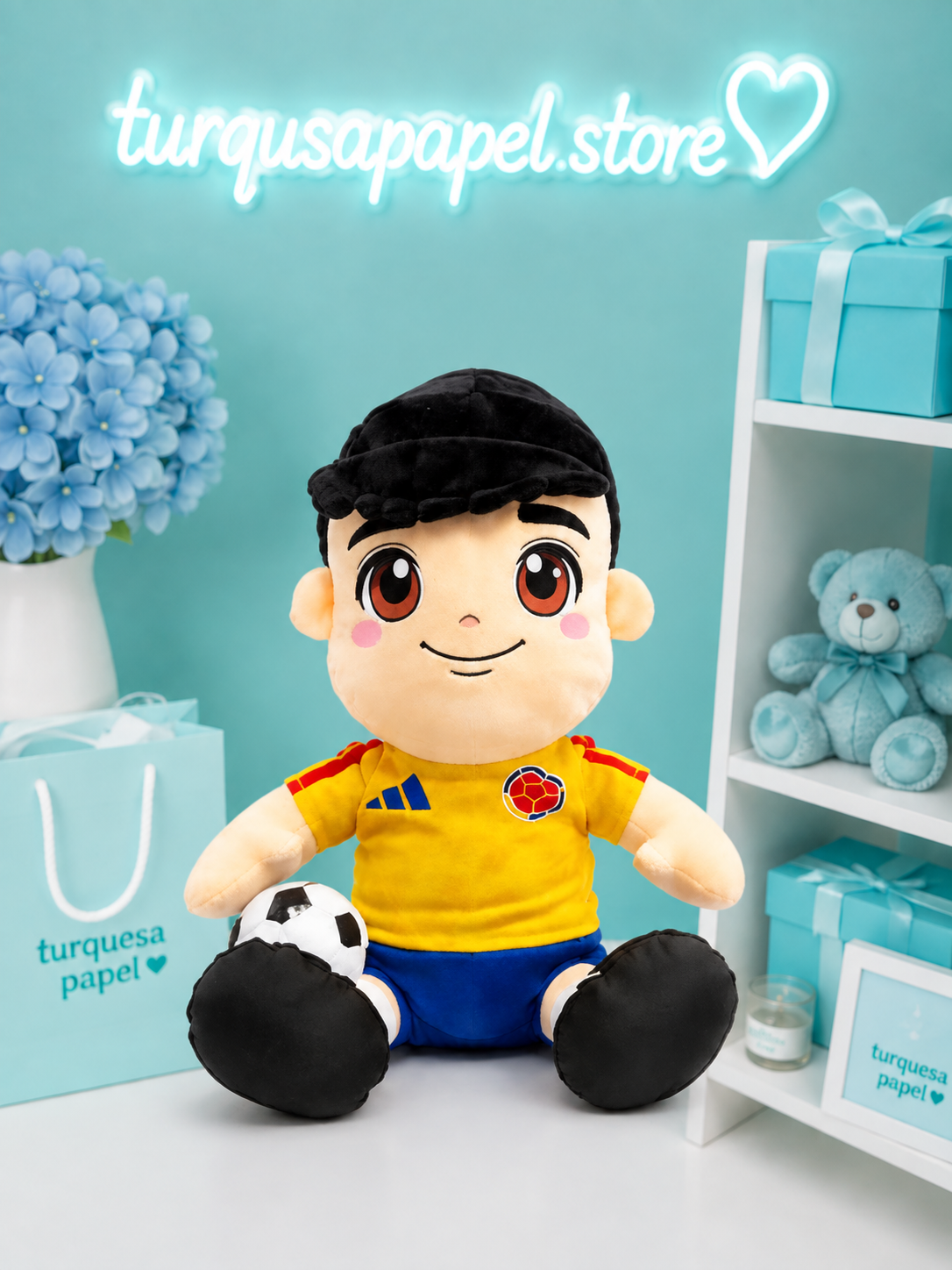 Futbolista Colombia con balón